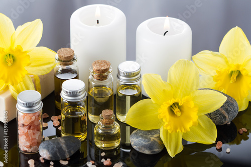 Aroma oil for aromatherapy candle flowers stone