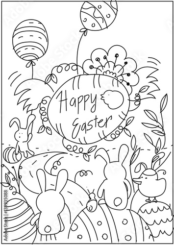 Happy Easter Greeting card pen sketch 