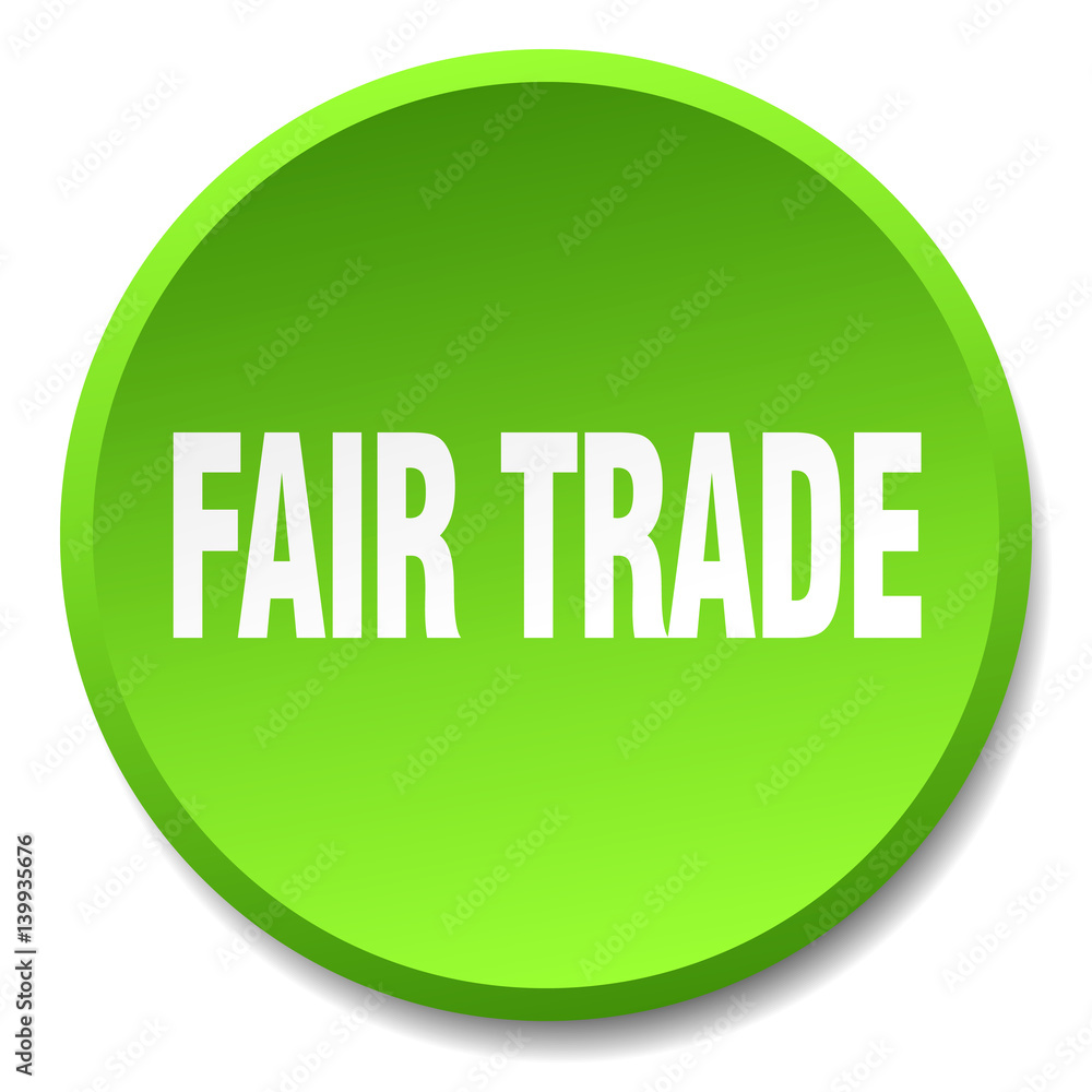 fair trade green round flat isolated push button fair trade green round flat isolated push button