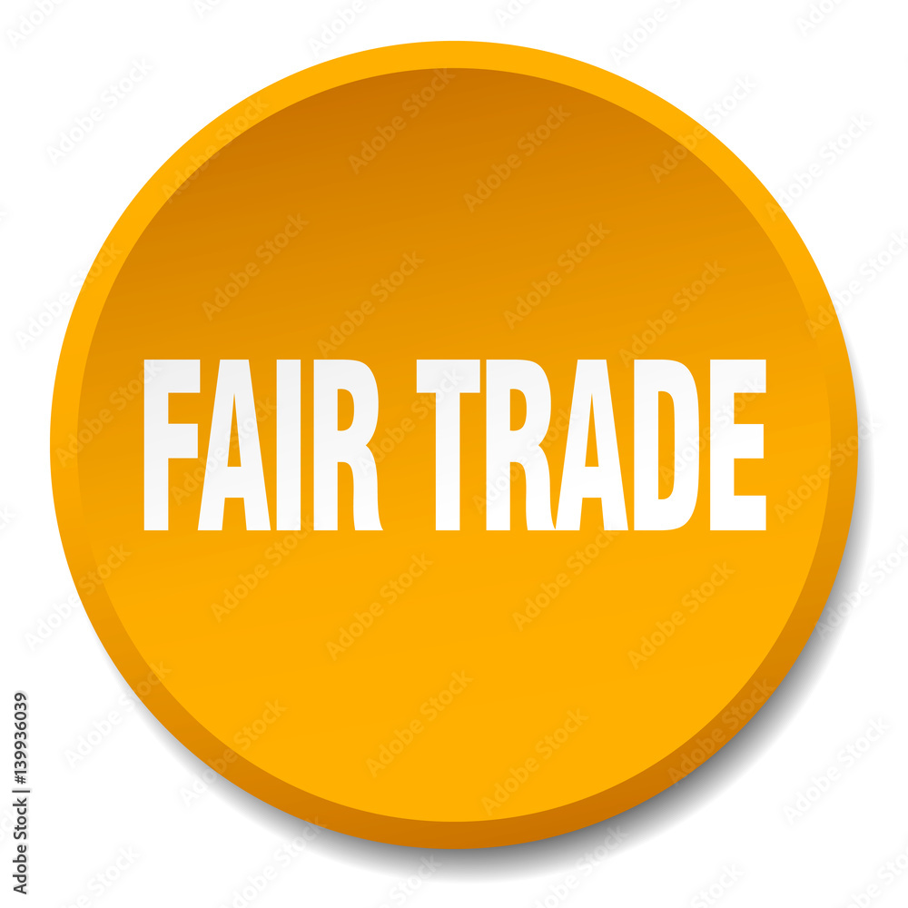 fair trade orange round flat isolated push button fair trade orange round flat isolated push button