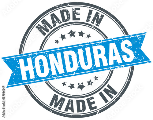 made in Honduras blue round vintage stamp