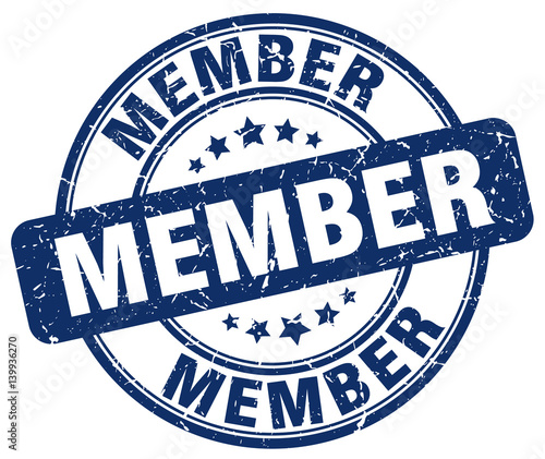 member blue grunge round vintage rubber stamp