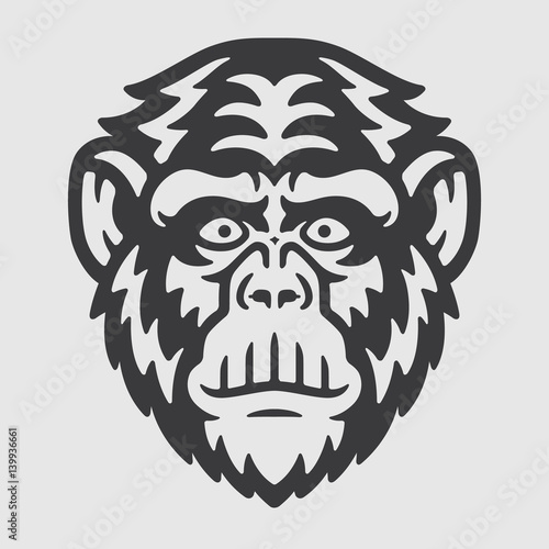 Happy Ape Chimpanzee Head Logo Mascot Emblem