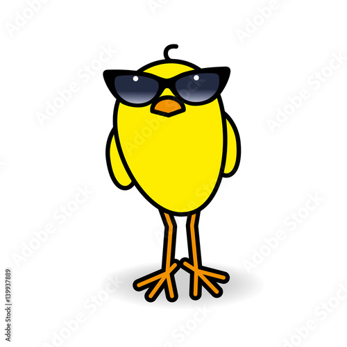Yellow Chick Wearing Ladies Black Sunglasses Staring forward.