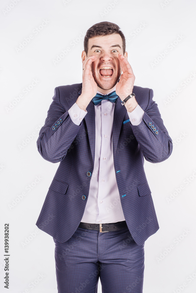 businessman yelling with open hands. emotions, facial expressions, feelings, body language, signs. businessman yelling with open hands. emotions, facial expressions, feelings, body language, signs.
