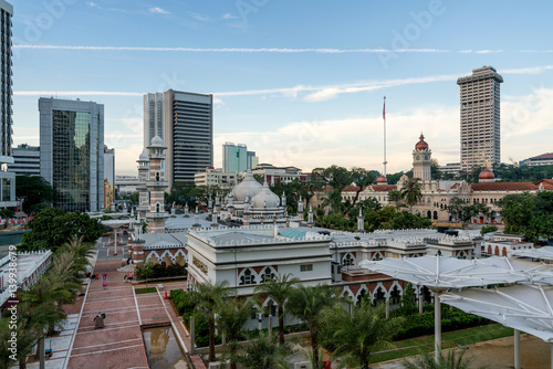 Photography Masjid Jamek Mosque in center of Kuala Lumpur, Malaysia