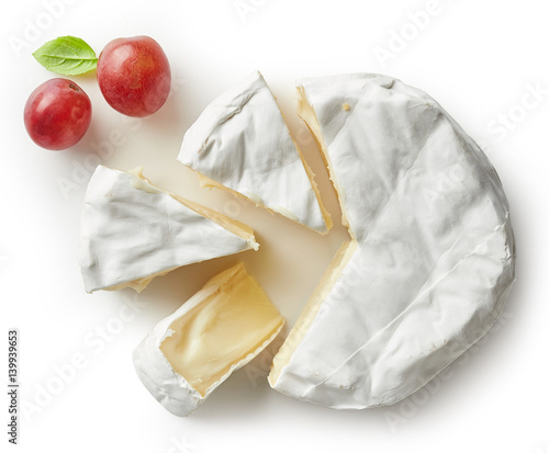 Piece of camembert cheese photo