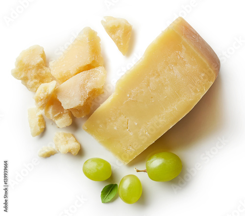 Parmesan cheese isolated on white backgroun