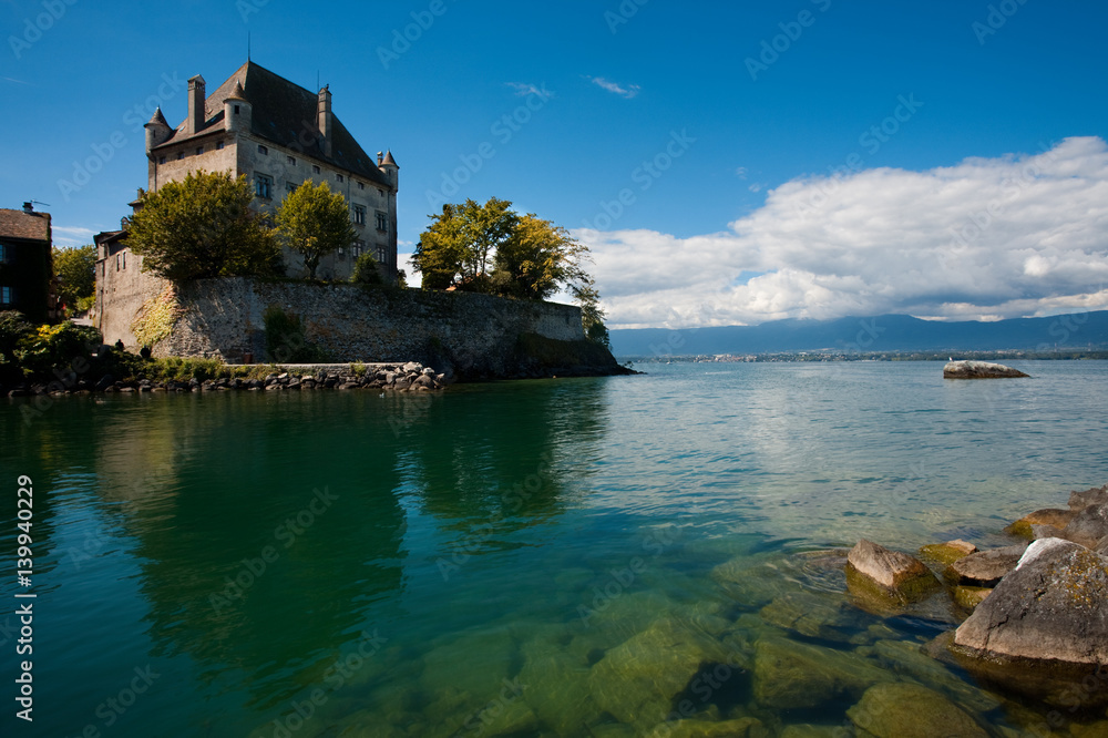 Lake Geneva Waterfront Castle in Yvoire France