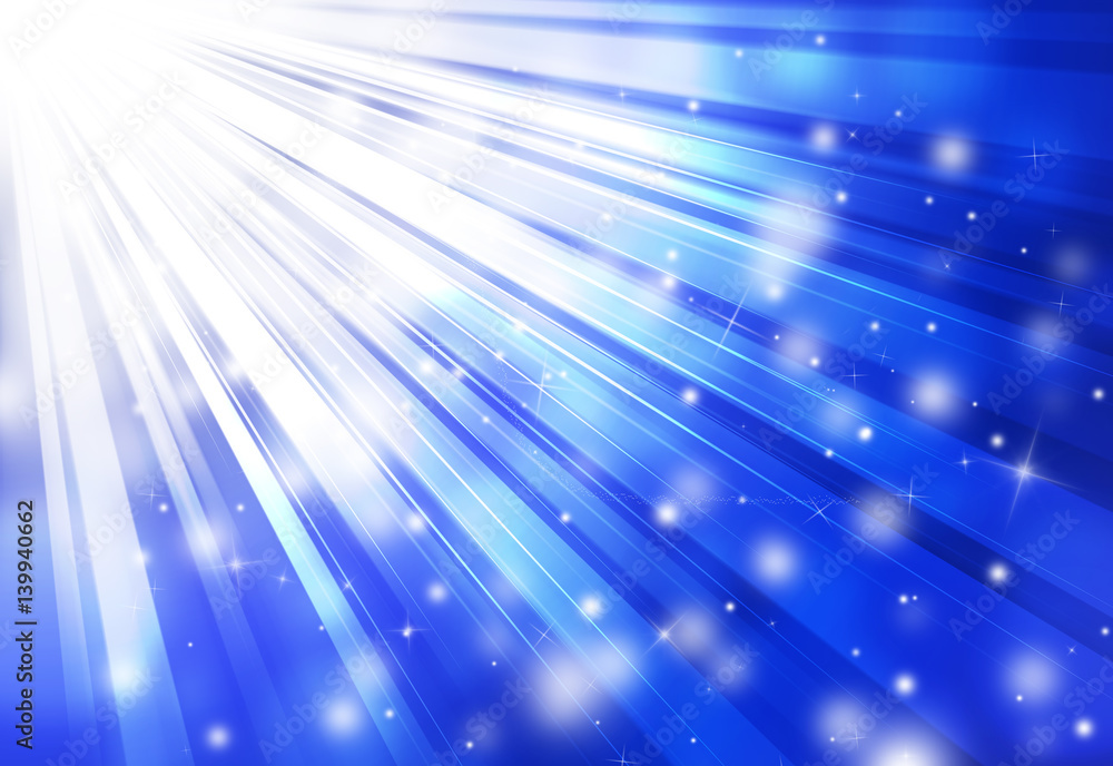 Naklejka premium Blue sparkles rays lights glitter bokeh radial abstract background/texture.