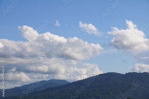blue sky with big cloud and raincloud, art of nature beautiful and copy space for add text © pramot48