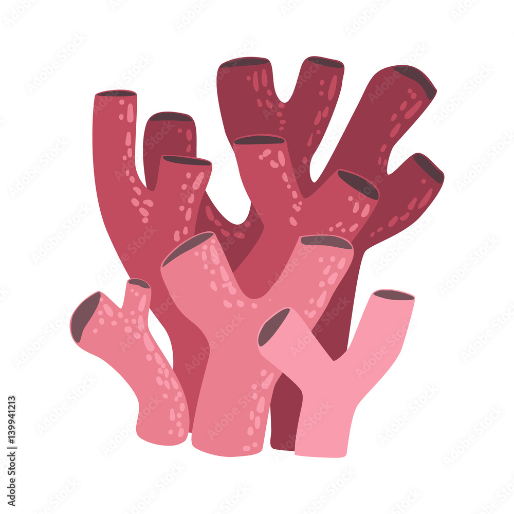 Burgundy Tube Coral, Tropical Reef Marine Invertebrate Animal Isolated Vector Icon Burgundy Tube Coral, Tropical Reef Marine Invertebrate Animal Isolated Vector Icon