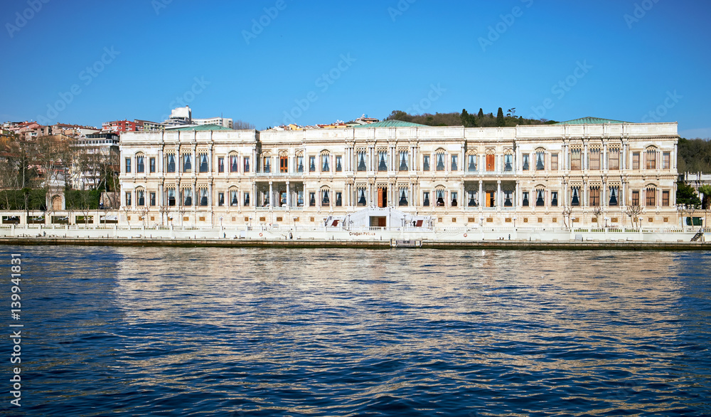 Ciragan Palace on the Bosphorus Strait, Istanbul in Turkey.
