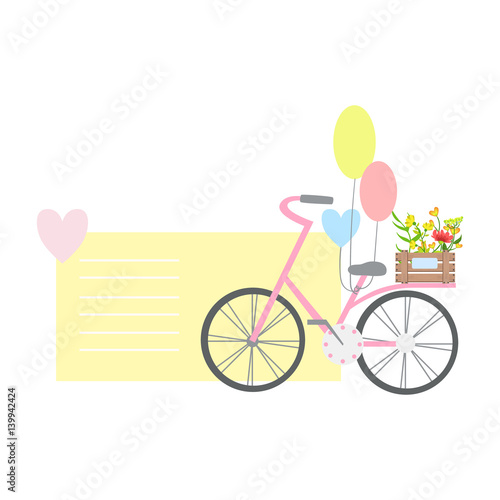 Bicycle With Balloons And Plants On Backseat, Template St. Valentines Day Message Element Missing Text