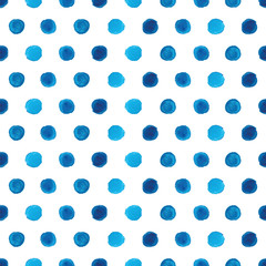 Acrylglasbilder Polka-Dot-Muster Blaue Aquarellpunkte nahtloses Muster  © NatalieArtShop
