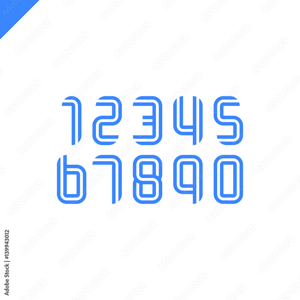 Sport Font Numbers set logos formed by parallel lines. Vector design for banner, presentation, web page, card, labels or posters. Sport Font Numbers set logos formed by parallel lines. Vector design for banner, presentation, web page, card, labels or posters.