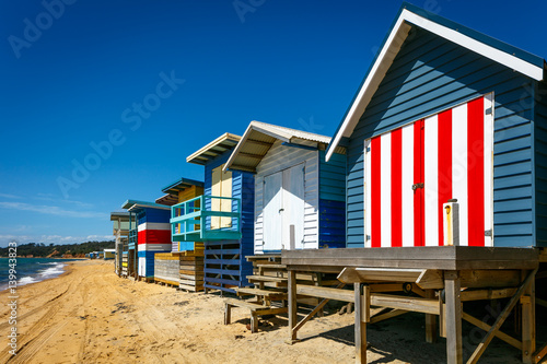 Colorful Beach huts, Mornington Peninsula, Australia photo