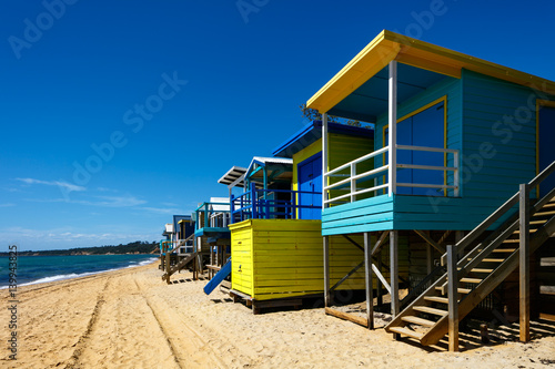 Colorful Beach huts, Mornington Peninsula, Australia © thomathzac23