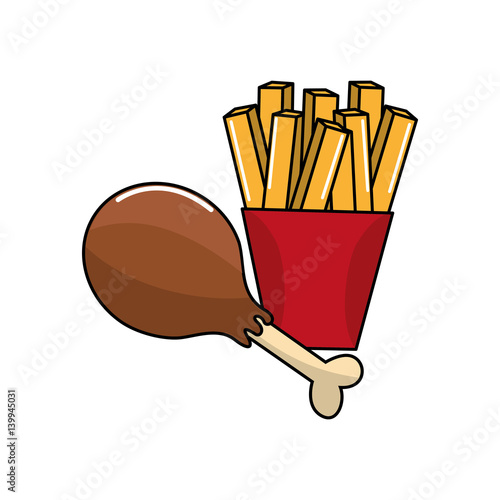 chicken thigh and fries french icon
