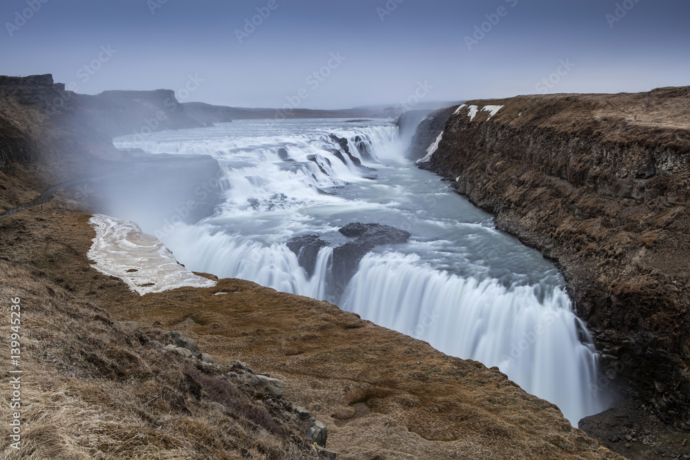 Gullfoss waterfall in Iceland. Iceland Gullfoss waterfall in Iceland. Iceland