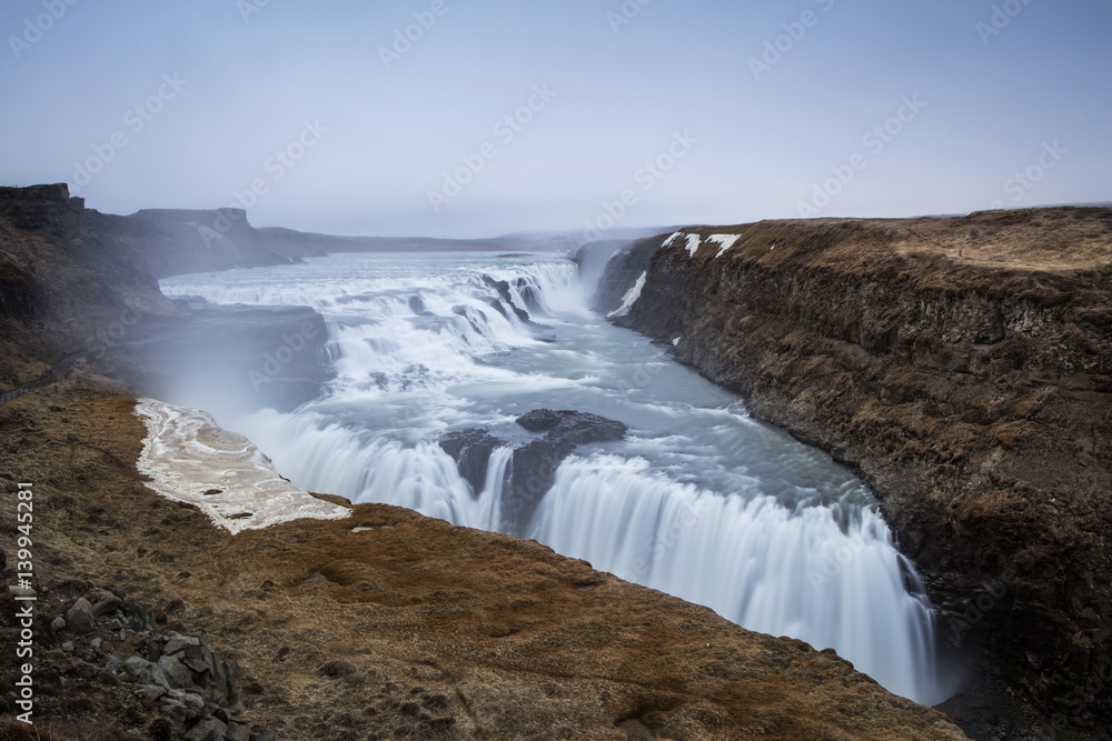 Gullfoss waterfall in Iceland. Iceland Gullfoss waterfall in Iceland. Iceland