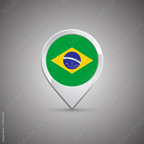 round location pin with flag of brazil