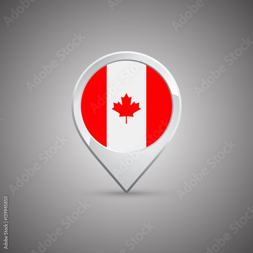 round location pin with flag of canada