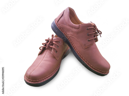 Isolated brown man leather shoe photo