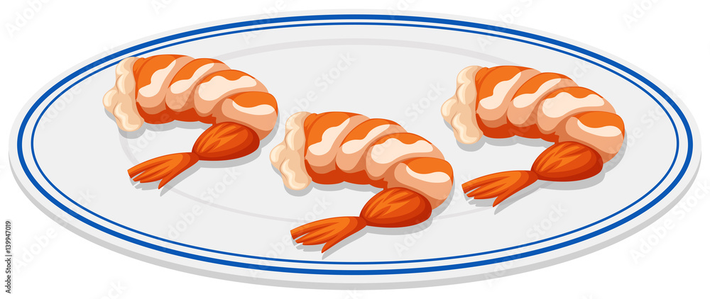 Boiled shrimps on the plate Boiled shrimps on the plate