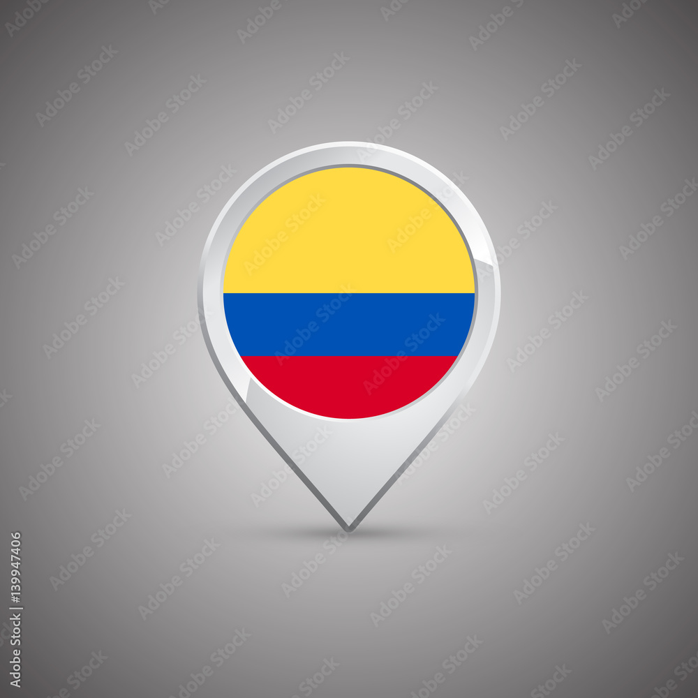 round location pin with flag of colombia round location pin with flag of colombia