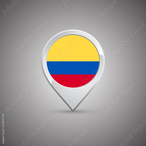 Free Download round location pin with flag of colombia - GFXLoad