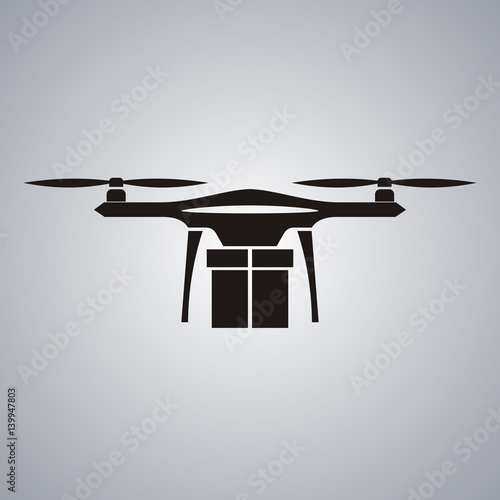 Package Delivery Drone. Concept illustration of a drone carrying a package.