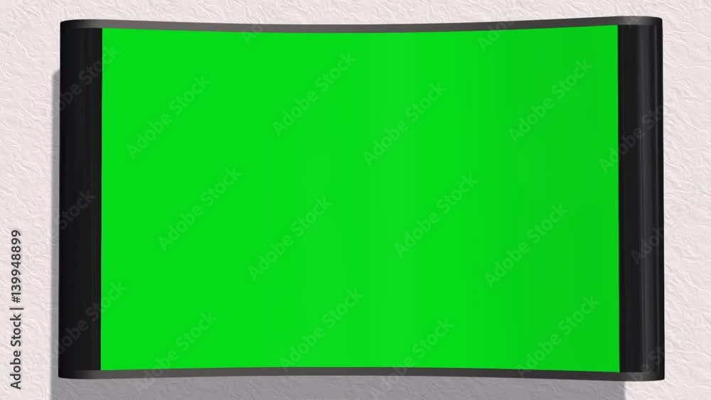 TV with green screen is switched on with remote control TV with green screen is switched on with remote control