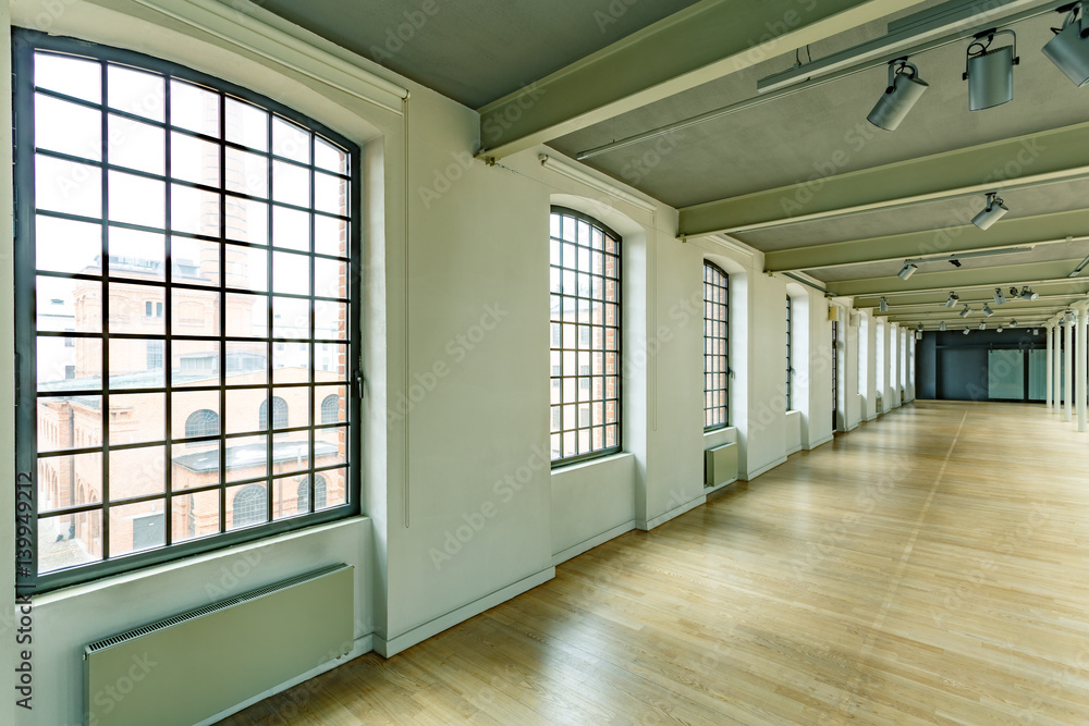 Fototapeta premium Industrial warehouse with windows