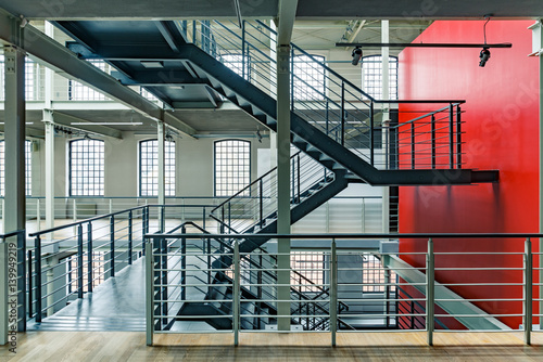 Slika na platnu Industrial building with red wall