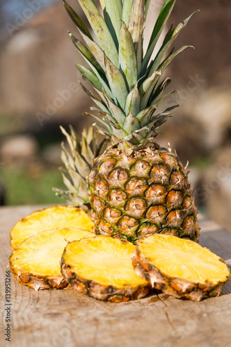 pineapple on a wooden board