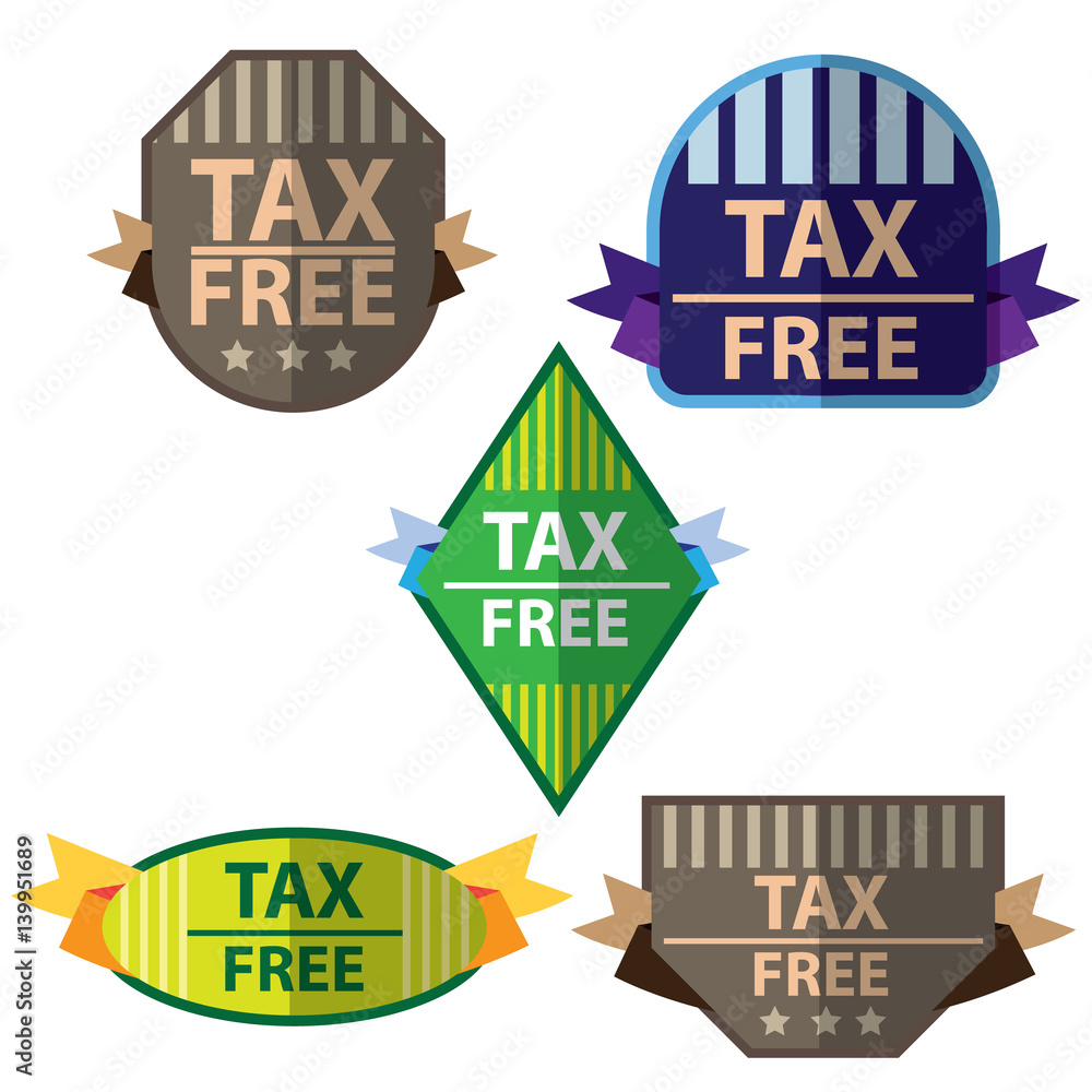 set of tax free icons. flat vector illustration
