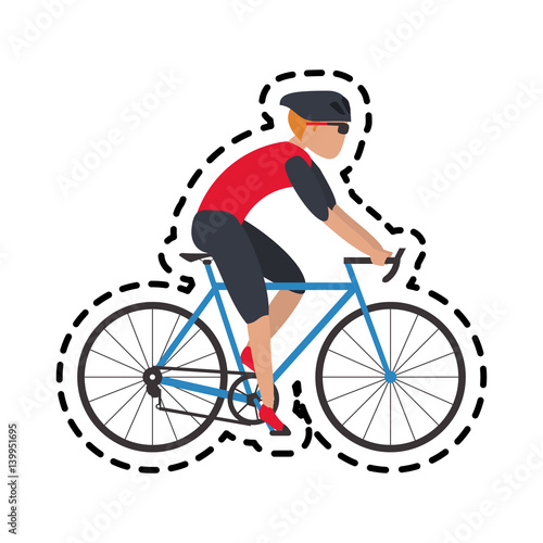 cyclist riding bike or bicycle icon image vector illustration design 