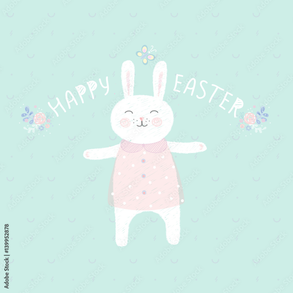 Easter bunny with flowers. hand-drawn. Vector illustration. Easter bunny with flowers. hand-drawn. Vector illustration.