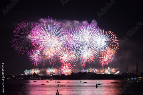 Fireworks night in Venice, Redentore Celebration, Italy photo