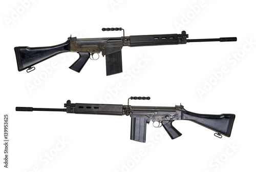Two Side view of a assault rifle