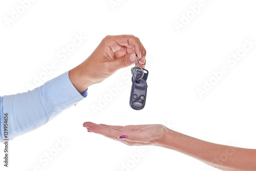 Hand Isolated on a White Background with Car Keys