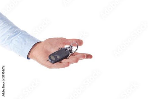 Hand Isolated on a White Background with Car Keys