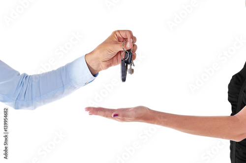 Hand Isolated on a White Background with Car Keys
