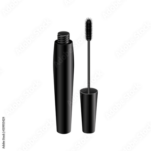 black eyelash mascara icon, vector illustraction design