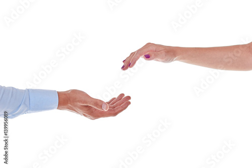 Womens and Mens Hands Isolated on a White Background