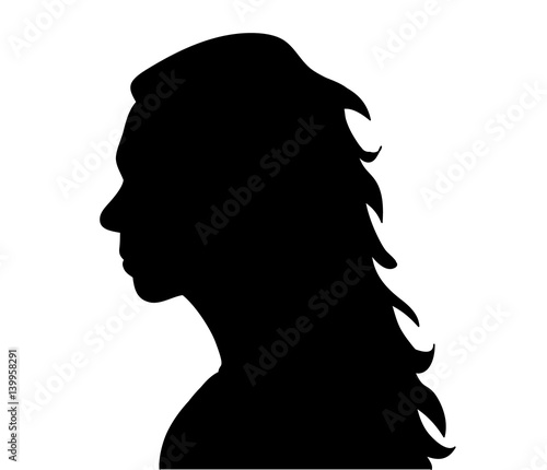 silhouette woman portrait with long hair
