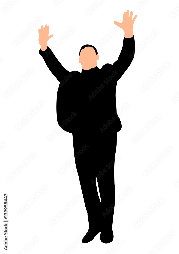 vector isolated silhouette of a man waving his arms vector isolated silhouette of a man waving his arms