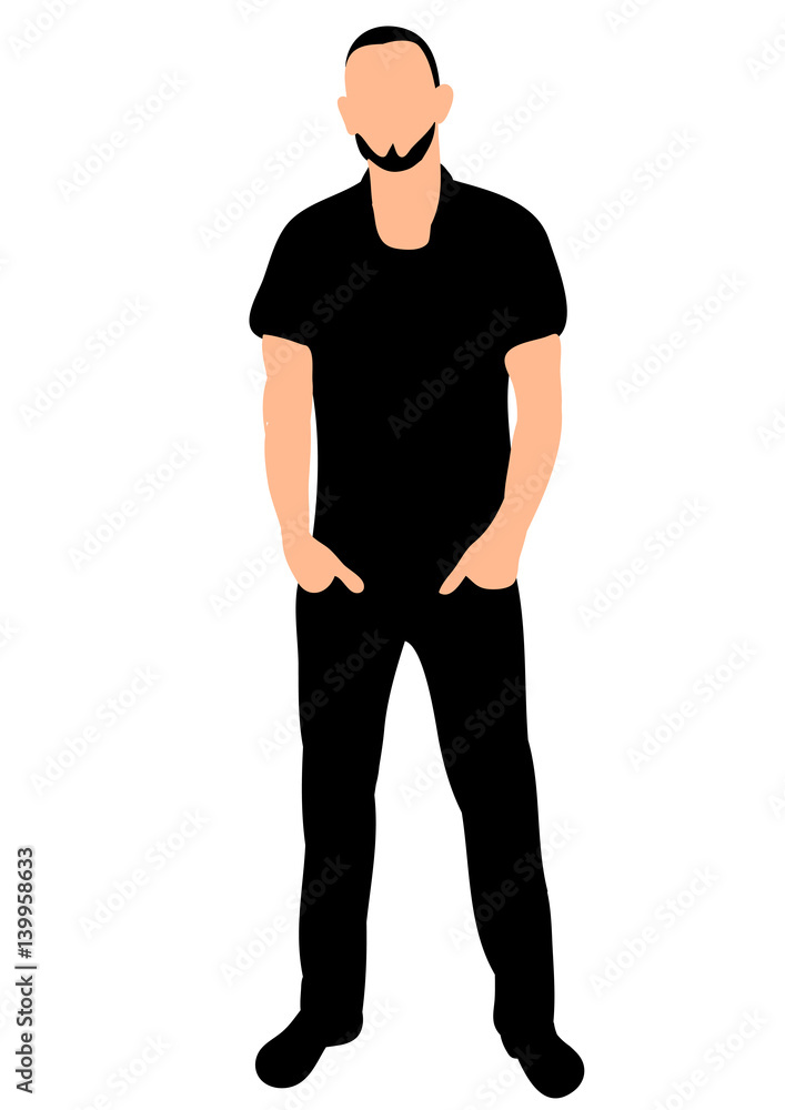 Fototapeta premium silhouette of a business man stands, black