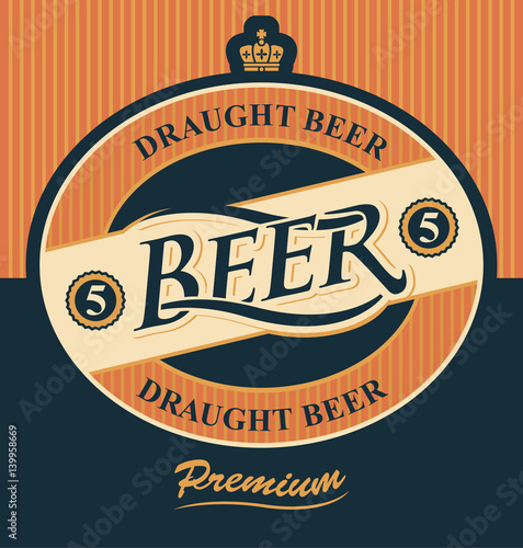 Beer label with crown in vintage style